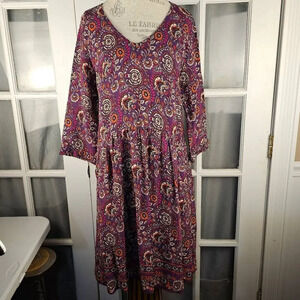 Garnet Hill Womens‎ Purple Bohemian Pocket Dress 12